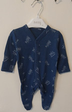 Tu Babygrow Sleepsuit 0-1 Month Baby Boys Blue Aeroplane Print Long Sleeve
