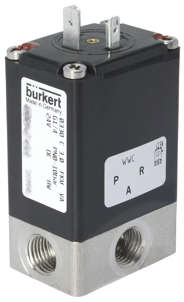 Burkert 0330 Media-Separated 3/2 Valve - 24 VDC Solenoid - p/n 00457707 - NEW