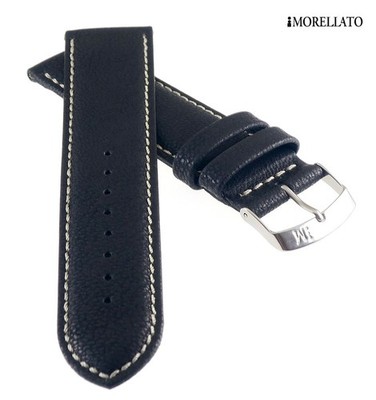 Morellato Microfaser-Leder Uhrenarmband Modell Alloro schwarz 22 mm, wasserfest