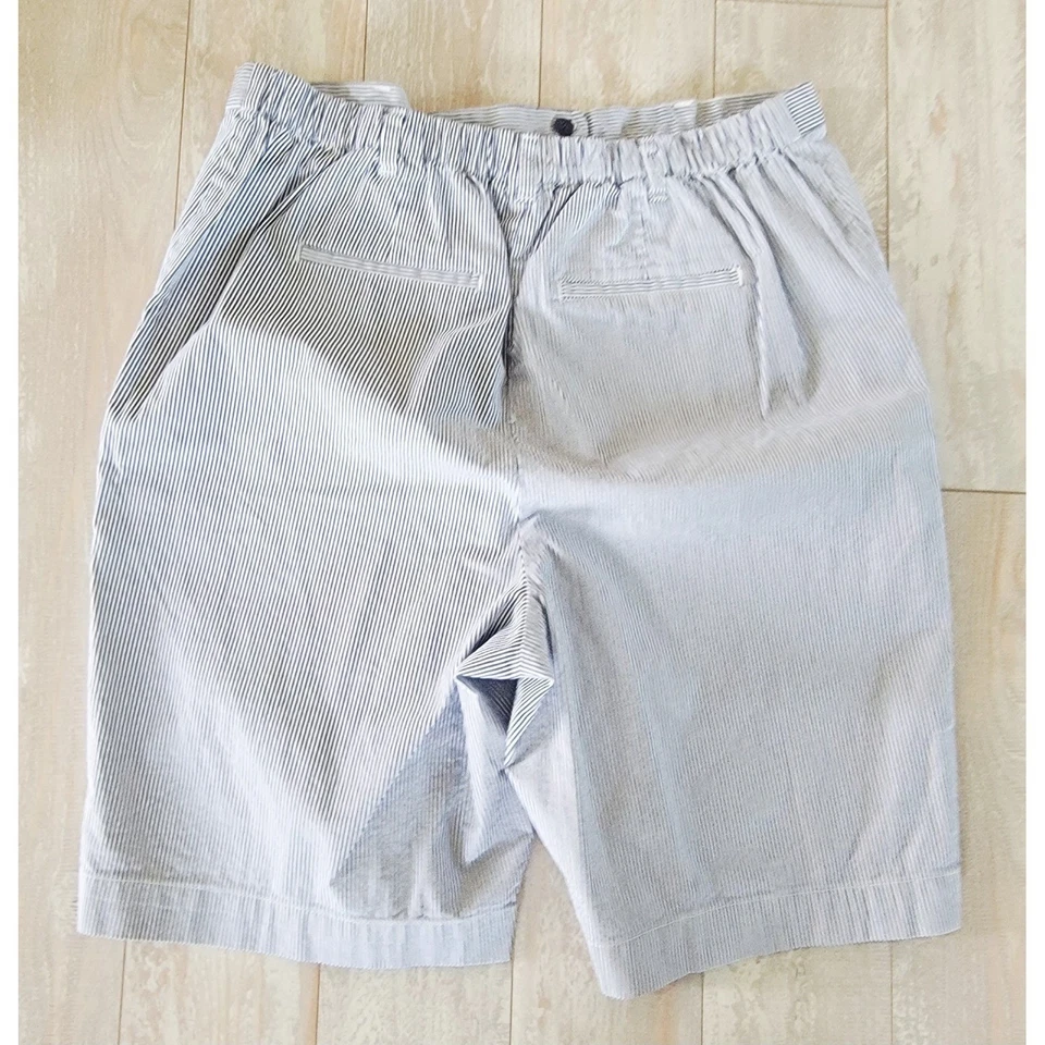 Lands End 16 женщин Seersucker высокая талия Бермуды шорты синий в полоску новый крой 3 - Изображение 2 из 4