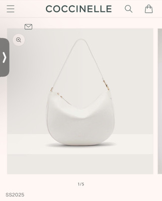 BRAND NEW SS25 coccinelle 100% calf leather medium c-easy bag in WHITE & GOLD
