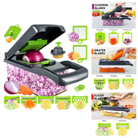 GemüSeschneider 14-In-1 Manuell - Zwiebel Zerkleinerer Mit 7 Edelstahlklingen