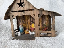 Vintage Christmas Manger Set Cardboard Cutout, Stand-Up, Nativity Scene