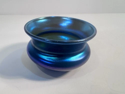 Antique Carder Era Steuben Blue Aurene Salt Cellar Small Bowl #1997 Superb