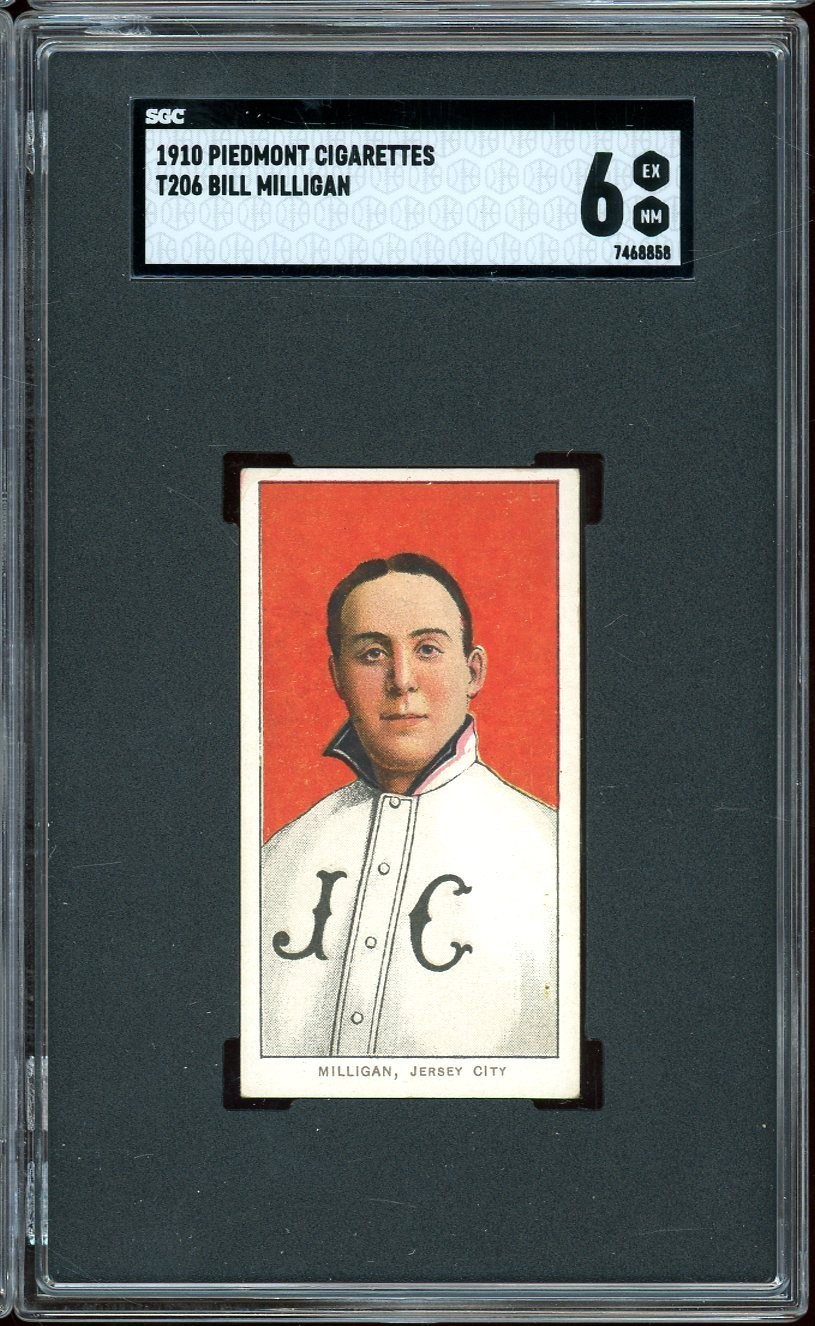 1909-11 T206 Piedmont Cigarettes Baseball Bill Milligan SGC 6