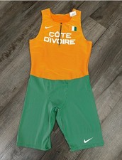 Nike Pro Elite Cote Divoire Speedsuit Orange Green Singlet CU1842-812 Sz XL