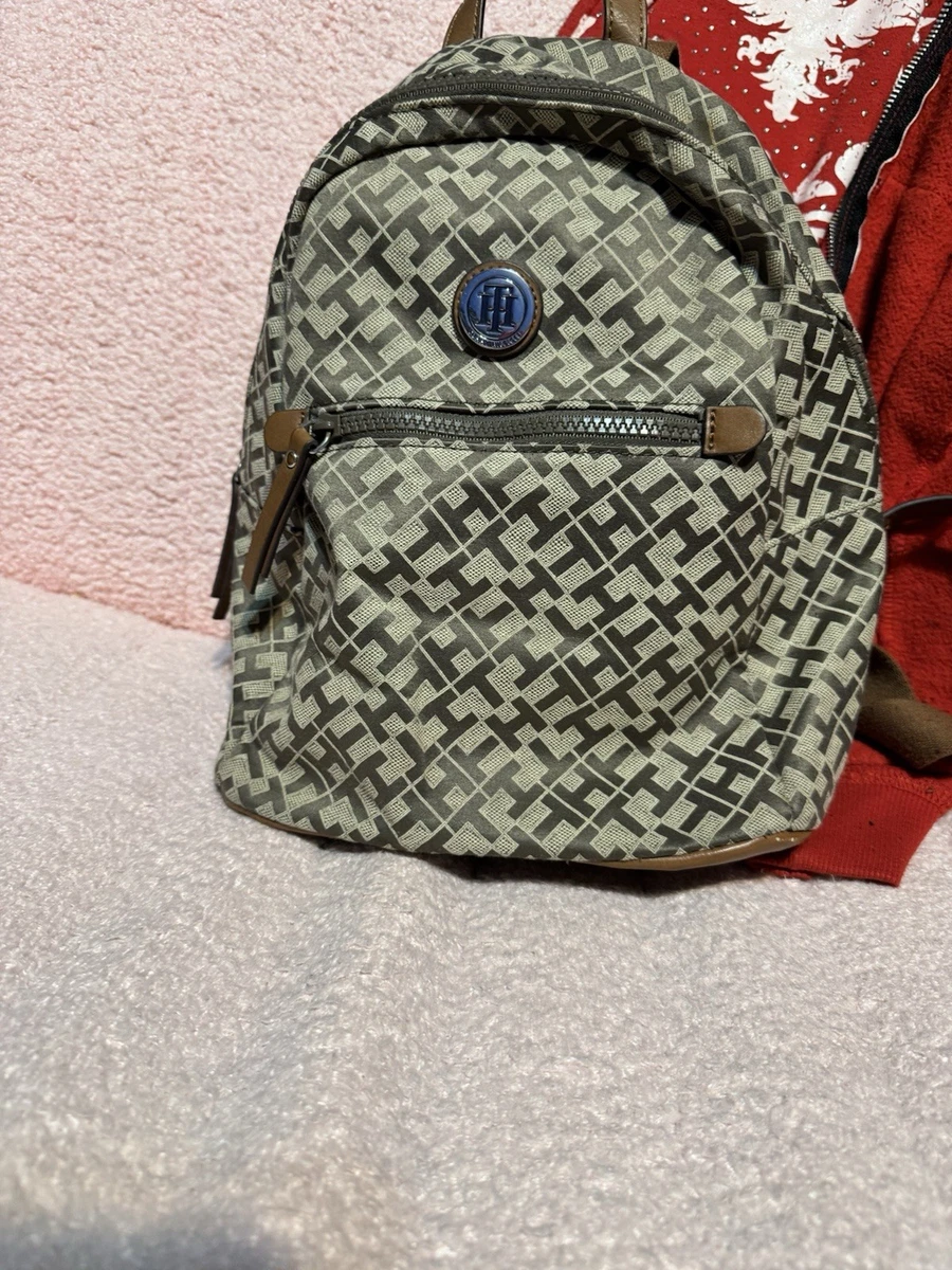 Tommy Hilfiger Mini Backpack Monogram Jacquard Cream Tan Brown Logo Bag Tommy Hilfiger Backpack Purse Brown Canvas | Mercari main image 4