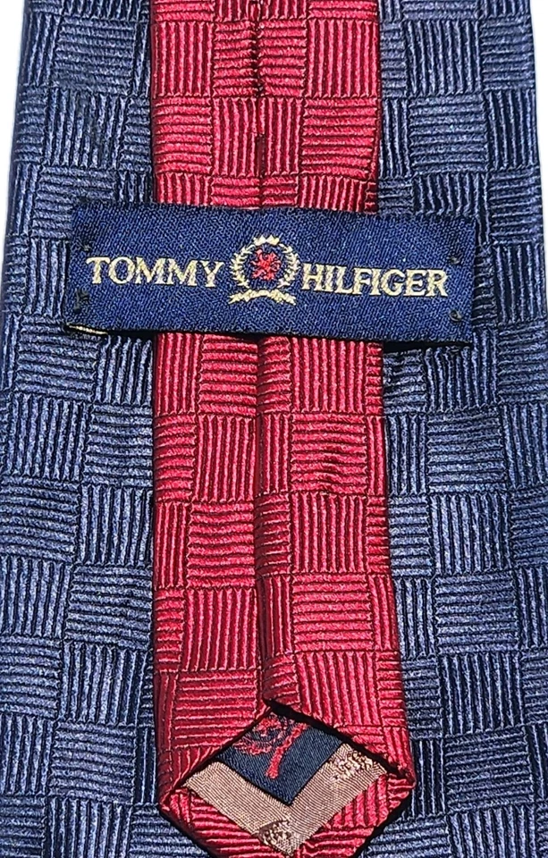Corbata Tommy Hilfiger Hombre Clásica Roja y Azul Azul Marino Talla Única. Seda 100% vintage Foto 2 de 4