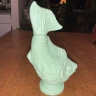 Vintage Avon Topaze Jadeite Green Milk Glass Koi Gold Fish Bubble Bath Bottle