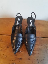 Marks & Spencer Sling Back Black Leather Ladys Shoes 4.5 New
