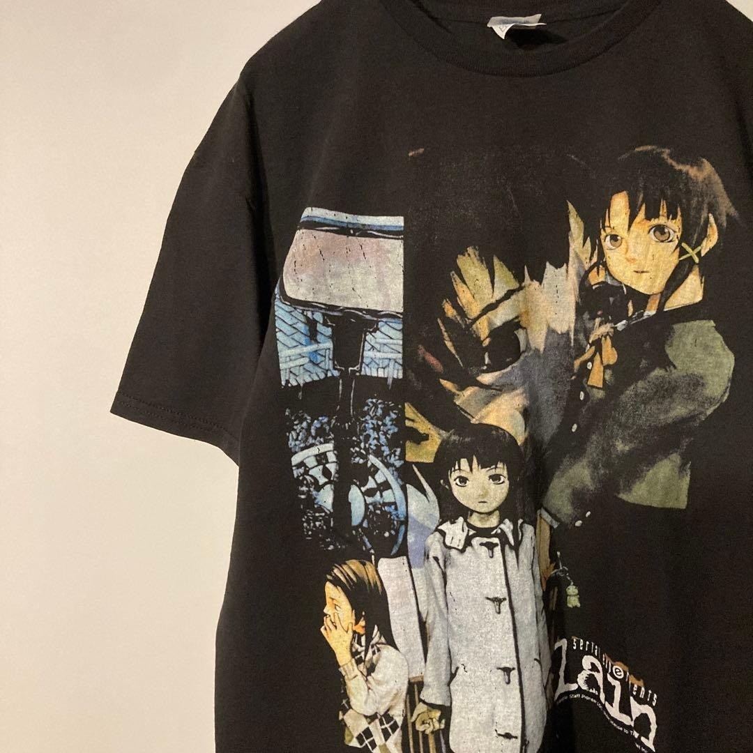 Serial Experiments Lain Anime T-shirt Black Size L Vintage Y2K Rare Vintage