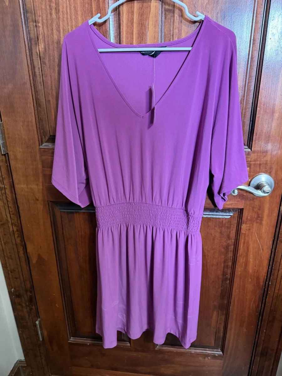 white house black market purple dress WHITE HOUSE BLACK MARKET Women's Floral Dress Purple /Grey V Neck Dress 4