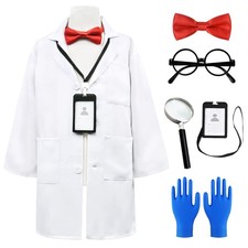 Doctor Scientist Costume for Kids Pretend Play White Lab Coat with Accessorie...