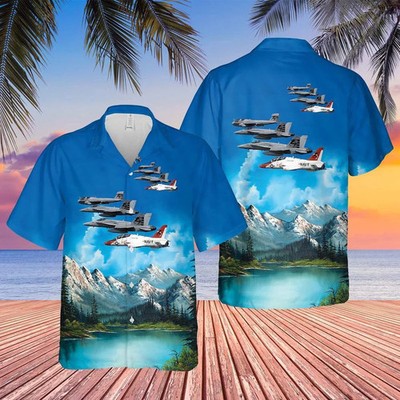 Us Navy Ea-6B, Fa-18E, Fa-18C And T-45 Of Vx-23 Salty Dogs Hawaiian Shirt