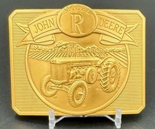 JOHN DEERE Model  R  Tractor 24 K Gold Plated Limited  Mint Belt Buckle