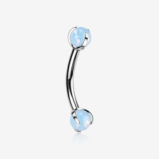 Implant Grade Titanium Stone Ball Claw Prong Internally Threaded Curved Barbell