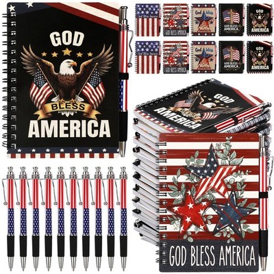 40 Pcs 250th Gifts Bulk 4th of July Patriotic Mini Spiral Notebooks with Sticky