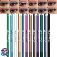 12Pcs Colored Gel Glitter Eyeliner Pencils Set Dark Light Emerald Green Sky R