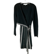Diane Von Furstenberg DVF Womens Chelsea Dress Wrap Short Black Sz Large *FLAW*
