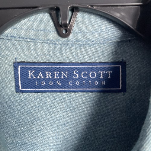 Karen Scott Womans Button Top Denim Blue Christmas Small Cotton Vintage 90s - Picture 2 of 9