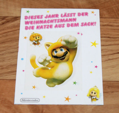 Super Mario 3D World Bros U Wii Nintendo 3DS 2DS Weihnachten Postkarte Aufkleber