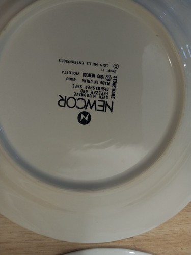 8x Newcor Stoneware China SNACK PLATE Purple Florals Flowers Violeta 1990 6066 - Picture 20 of 20