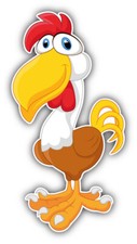 Cute Rooster Cartoon Car Bumper Sticker Decal - ''SIZES''