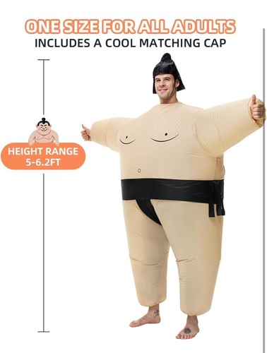 Disfraz inflable de sumo para adulto soplado por aire divertido luchador lucha libre Halloween - Imagen 5 de 6