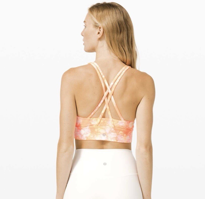 ＊lululemon ＊Energy Bra ハイネック スポーツブラ 4 Lululemon Energy Bra High Neck Long Line Shibori Neon Orange