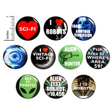 Sci Fi Fridge Magnets Aliens Robots Cool Tech AI 10 Pack Gift Set 1 Inch 10MP7-1