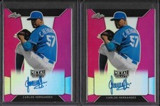 2018 Leaf Metal Draft CARLOS HERNANDEZ Pink Prismatic Auto RC X/20 Phillies