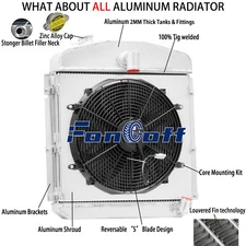 3-Row Radiator+Shroud Fan Fits 1947-1949 48 Plymouth Chrysler Deluxe Sedan Coupe