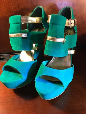 green and gold shoes