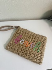 Raffia Straw Woven Wicker Clutch BEACH Wristlet BRAND NEW NWOT FREE SHIPING