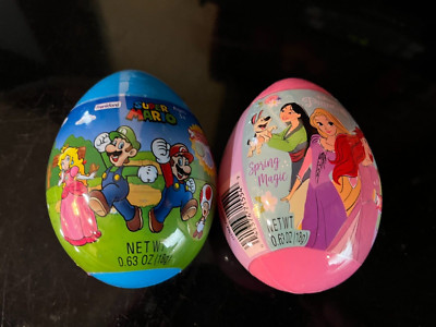 LOT OF 2 Disney Princess, Mario Brothers Smarties 4'' Plastic Easter Eggs