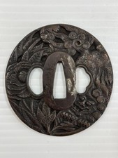 Japanese Antique Tsuba of Katana Samurai Sword Guard Iron Rare Design 75-A61