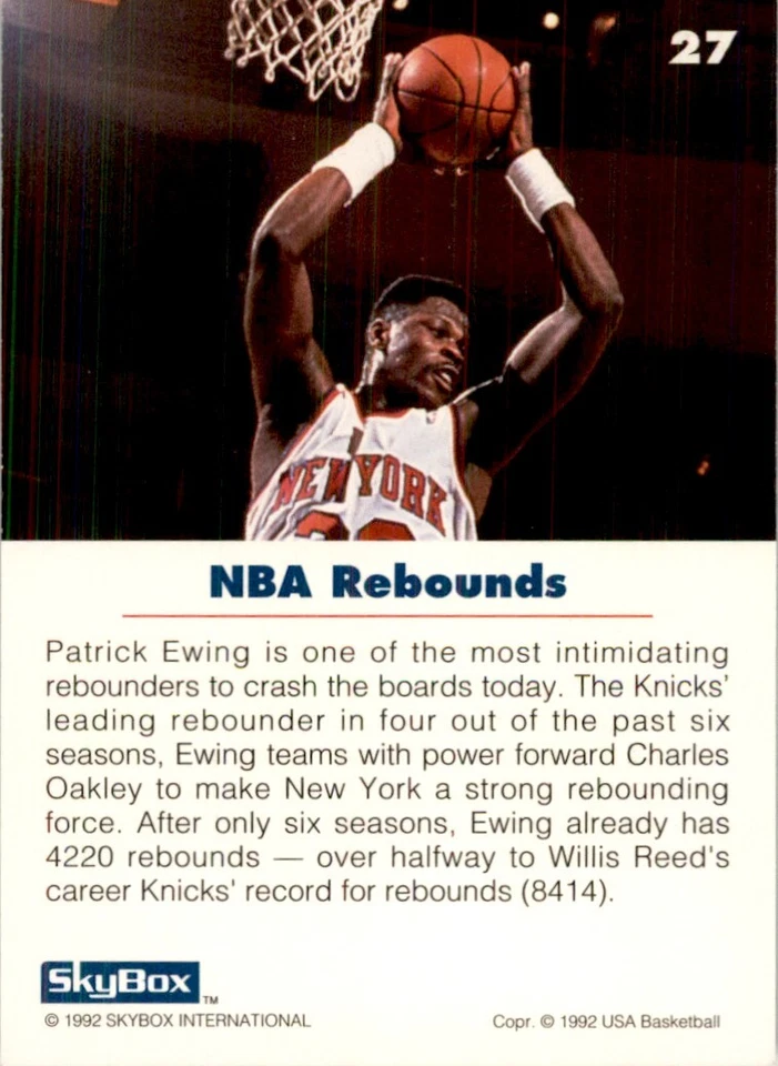 1992-93 SkyBox USA Basketball. Patrick Ewing (101) Basketball Cards #27 - Image 2 of 2