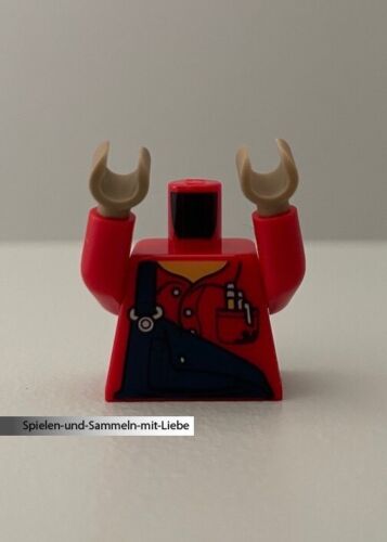 1 x LEGO® OBERTEIL OBERKÖRPER MINIFIGUR BEDRUCKT LATZHOSE NEU ROT DUNKELBLAU - Bild 1 von 2