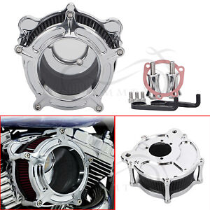 Clear Chrome Air Cleaner Intake Filter For Harley Touring Road King Dyna Softail