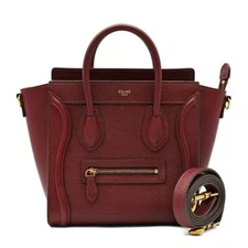 Celine Luggage Nano Handbag 18924 Bordeaux/Light Burgundy Embossed leather/GP