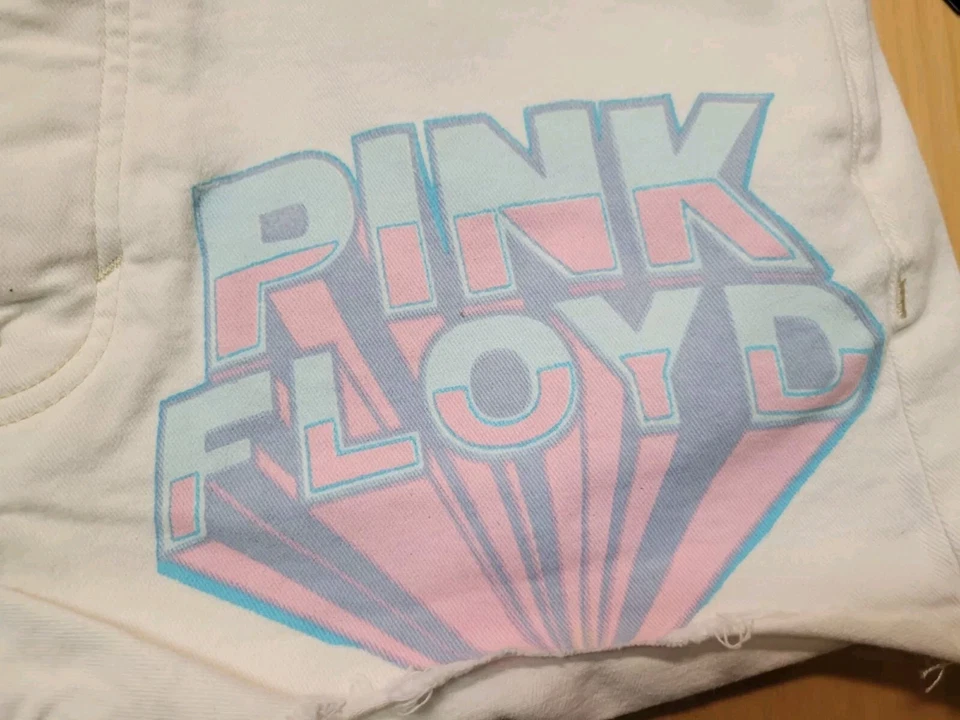 Pantalones cortos de mezclilla para mamá Lucky Brand Pink Floyd deshilachados cintura alta talla 2 Foto 2 de 4