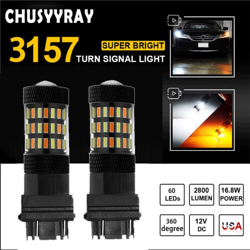 2x 3157 Switchback LED Front Turn Signal Light Bulb For Dodge Ram 1500 2500 3500 - Image 2 of 4