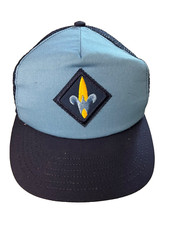 Vintage Snapback Boy Scouts Webelos Hat Cap Made in USA BSA Patch Blue Mesh Back