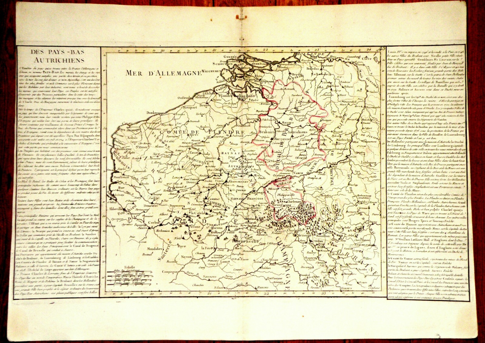 OLD MAP YEAR 1769 ABBE CLOUET NETHERLANDS PICARDIE BRUXELLES