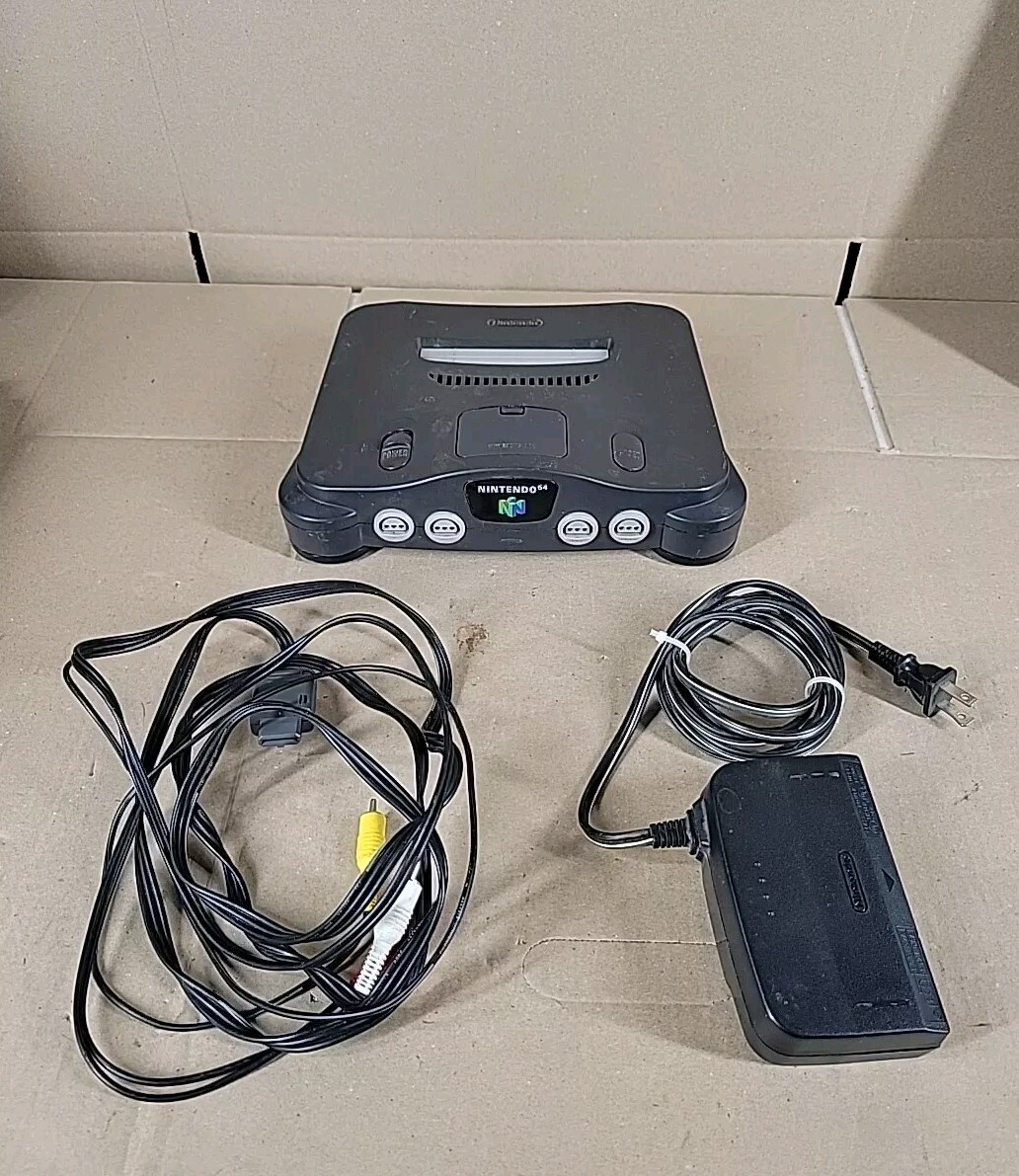 Nintendo 64 N64 Console Only Charcoal NUS-001 W/ Jumper Pak & Hook