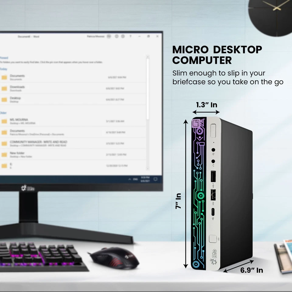 HP G4 RGB Desktop Mini PC Intel i5-8th, 8 GB Ram 256 GB NVMe SSD Windows 11 Pro - Image 3 of 4