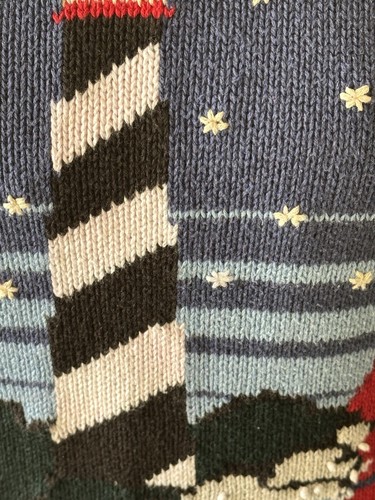 Petite Sophisticate Red Lighthouse Nautical Sweater Small P - Picture 3 of 10