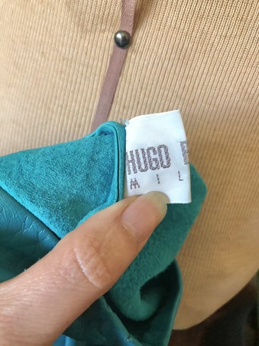Vintage 90’s Turquoise Leather Hugo Buscati Wiggle Dress, XS/S - Picture 10 of 11