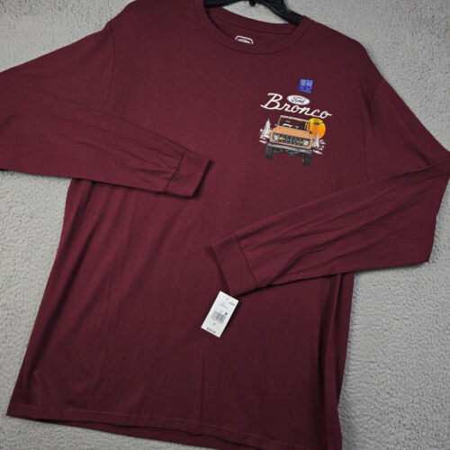 BRONCO SHIRT ADULT EXTRA LARGE XL Burgundy Red FORD 4X4 OFF ROAD CASUAL NWT - Picture 2 of 15