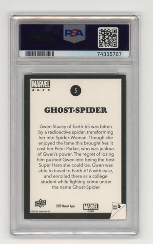 2020 Upper Deck Marvel Ages #5 GHOST-SPIDER Low Series Sticker GWEN GRADED PSA 9 - Picture 2 of 2